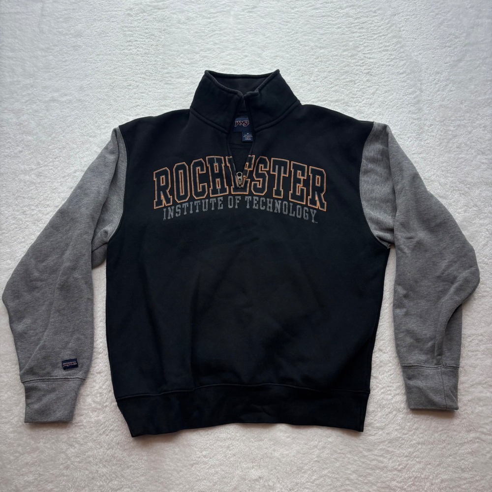 Jansport RIT Rochester Institute of Technology Quarter Zip Sweatshirt Black M